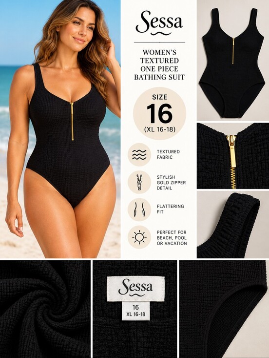 Sessa Other - Sessa women's size 16 black textured bathing suit #37